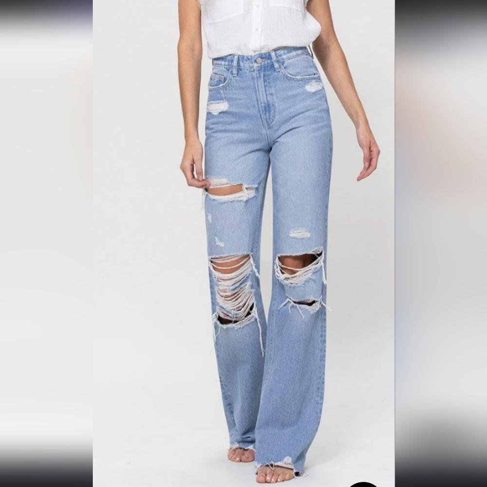 Flying Monkey Light Wash 90's Vintage Wide Leg Jeans